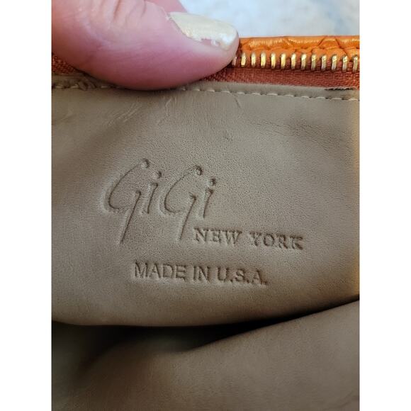 Gigi New York Embossed Leather Crossbody Bag Orange - Picture 4 of 14